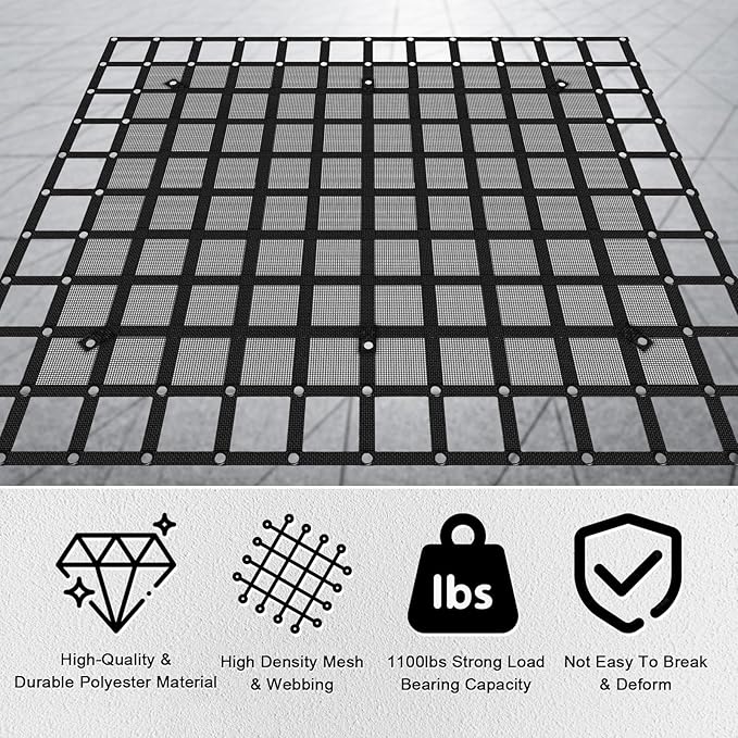 Heavy Duty Truck Bed Cargo Net - 2 Size Options with J Hooks & Reinforced Mesh, Universal Pickup Truck Organizer Secure Transport