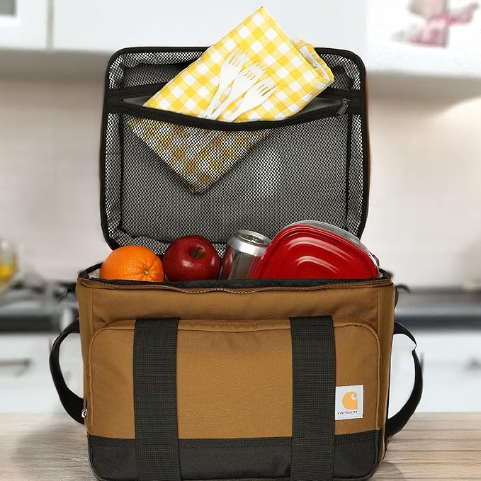 Carhartt Insulated Two Compartment Cooler, Durable Water Repellent Material W/Front Zippered Pocket for Camping, Beach & Travel