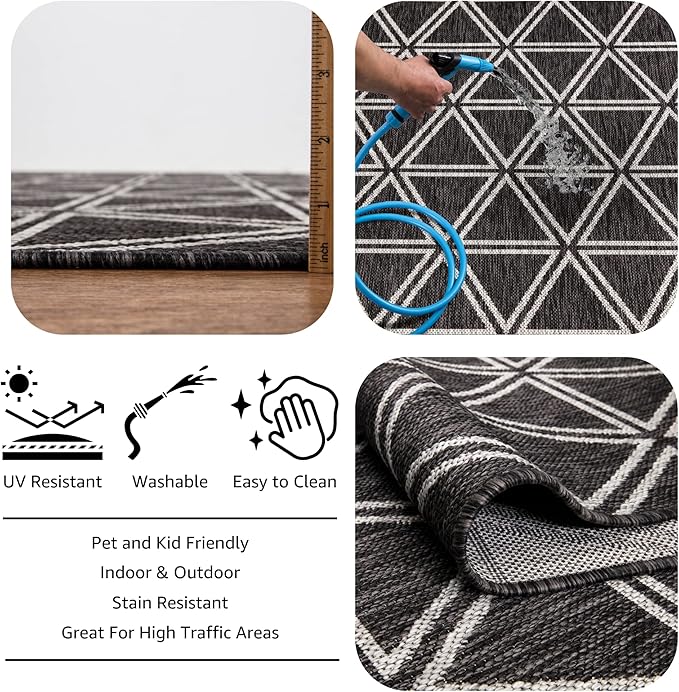 Keen Home Design Outdoor Rug - 5x8 Washable Indoor/Outdoor Rug for Patio, Balcony, Kitchen, Garden, Beach, Deck and Porch. Size: 5'3" x 7'7"