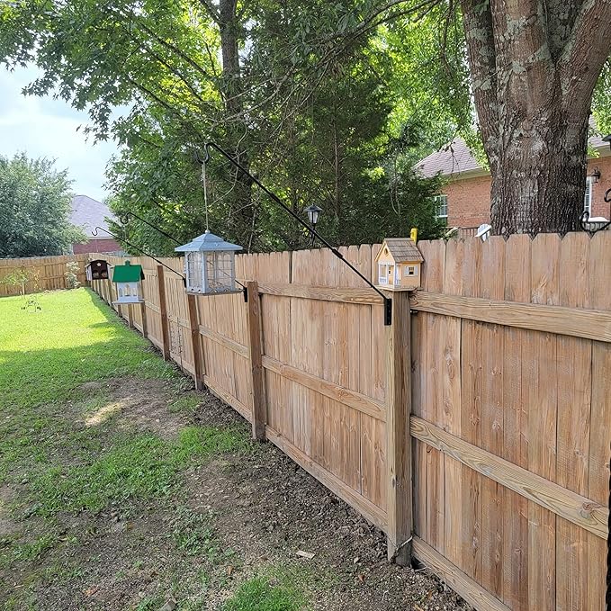 Juegoal 2 Pack Heavy Duty Deck Hook, 25 Inch to 36 Inch Wall Mounted Extended Reach Deck Hook Wall Pole Plant Bracket for Hanging Bird Feeder, Plants, Suet Baskets, Lanterns, Wind Chimes