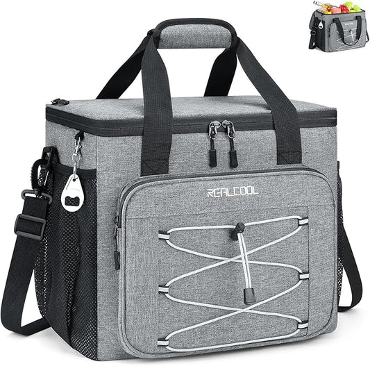 RealCool Soft Cooler Bag 35/45Can, Collapsible Cooler Insulated Leak Proof, Large Lunch Box for Men Women, Soft-Sided Cooler for Picnic, Grocery, Beach, Camping, Travel