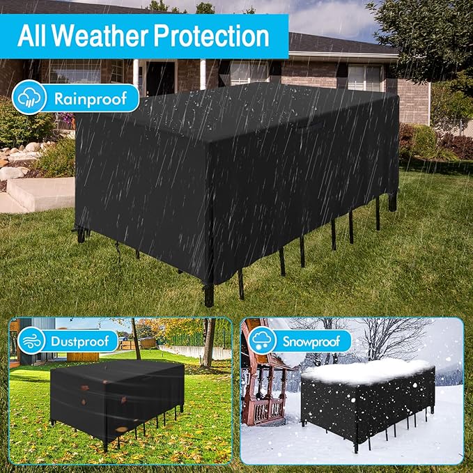 Kingling Patio Furniture Covers - Waterproof Outdoor Table and Chair Covers - Rectangular Large (106" L x 71" W x 35" H)