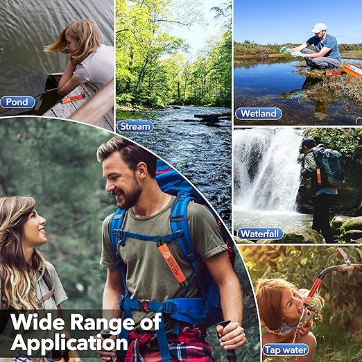 Water Filter Straw, Personal Water Filtration System, Water Purifier, Outdoor Emergency Survival Gear and Equipment for Hiking Camping Accessories Travel Fishing Emergency Preparedness (4PCS)