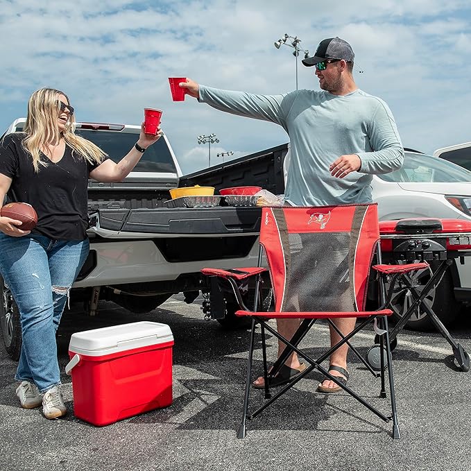 Kijaro Sports Fan Folding Chair, 26" L x 35.5" W x 37" H, Tampa Bay Buccaneers