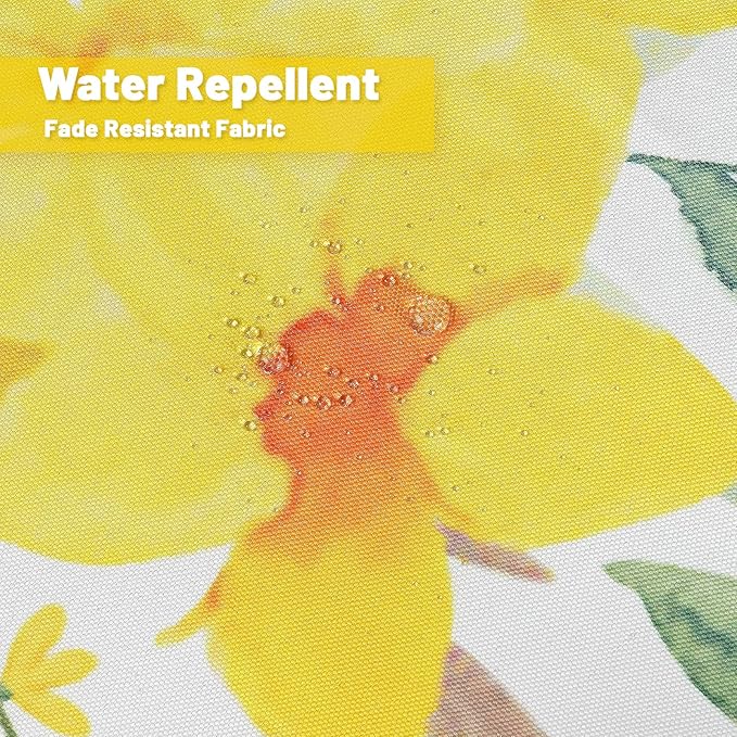 SquarePie Outdoor Indoor 60x84 inch Rectangle Tablecloth with Umbrella Hole and Zipper, Waterproof Patio Zippered Table Cloth Cover for Spring Summer Party Picnic,Yellow Flower