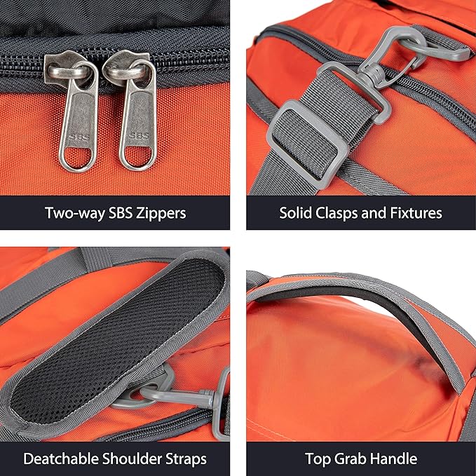 Ubon Large Duffel Bag Weekender Bags with Shoe Compartments 4-Way Sports Gym Backpack with Padded Straps Camping Traveling Duffle Bag