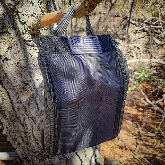 IUNIO Survival Off-Roading Tool Kit, 19 in 1 Folding Shovel, Camping Axe, Multitool, Pickaxe, with Carrying Bag, for Outdoor, Car Emergency (Upgrade Black)