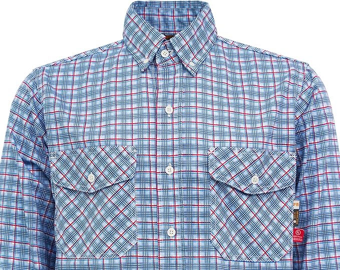 KONRECO FR Shirts for Men Fire Resistant Button Down Work Shirt 100% Cotton 6.5oz Lightweight Welding Shirts