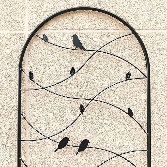 Metal Garden Trellis Rustproof Trellis for Climbing Plants Outdoor Flower Support Bird Deco (Black-2 Pack, 71"x19.7")