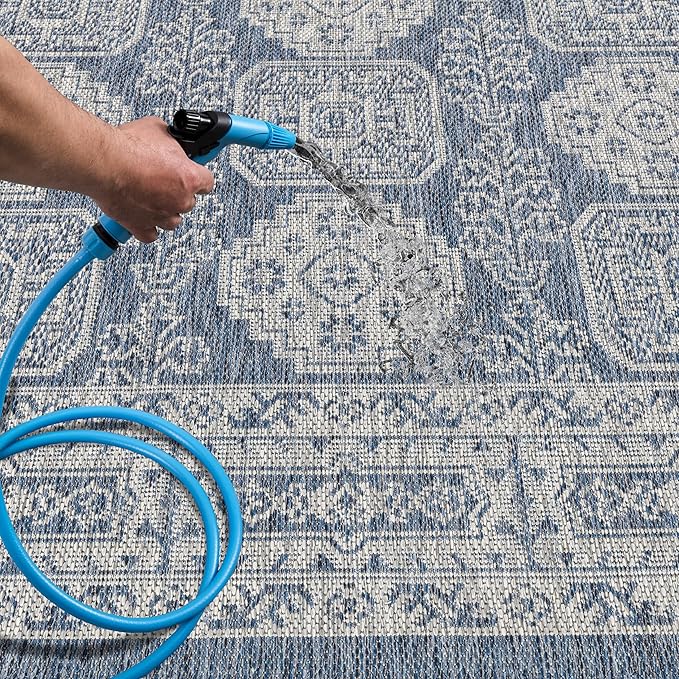 Keen Home Design Terrace Outdoor Area Rug - 5x8 Washable Indoor/Outdoor Rug for Patio, Kitchen, Balcony, Beach, Garden, Deck and Porch, Size: 5'3"x7'7"