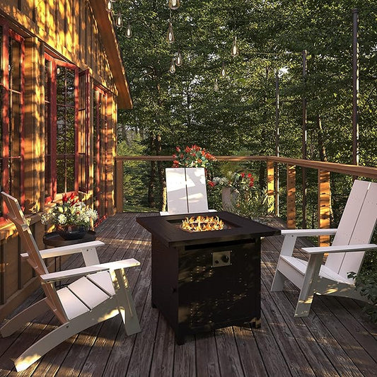 EMMA + OLIVER Calder Fire Table - Black Steel Base - Wicker Detailing - Stainless Steel Top - Removable Lid - Includes Lava Rocks - Hideaway Tank Holder