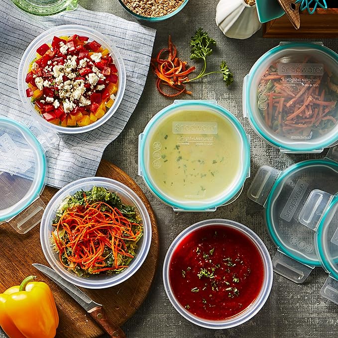 Snapware Total Solutions (5-Pack, 3.8 Cup) Plastic Food Storage Containers Set, Airtight & Leakproof Locking BPA-Free Lids Tupperware, Freezer Dishwasher Microwave Safe